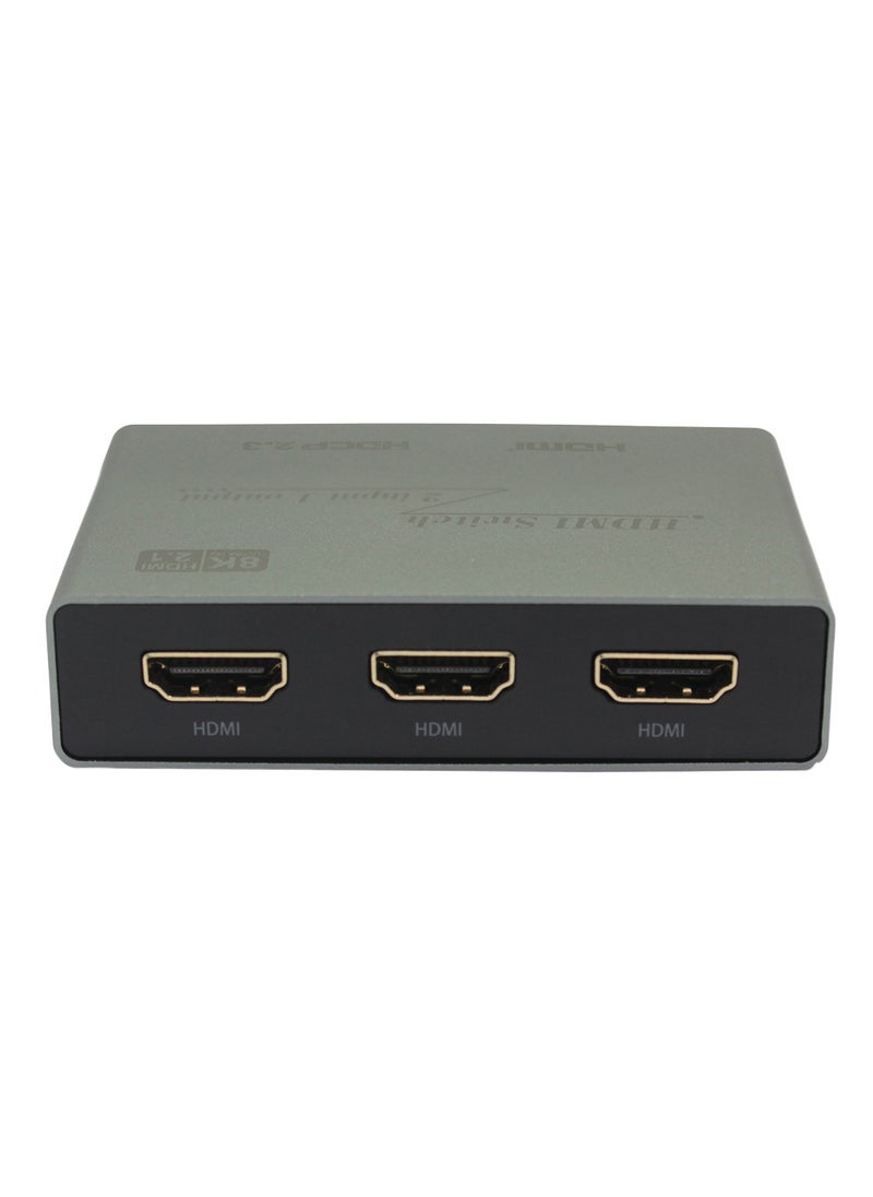 8K HDMI 2.1 Switch 2x1 4K120Hz HD Selector for TV PC Silver Gray