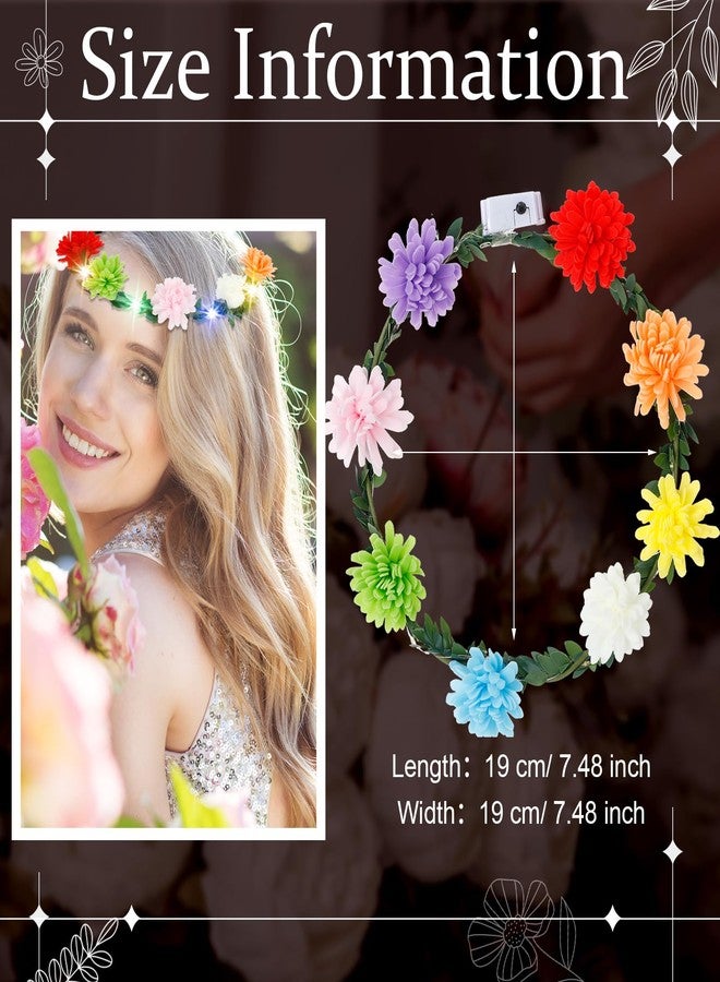 Yunsailing 64 Pcs Mardi Gras Light up Flower Crown LED Glow Party Headband Girl Headpiece Glowing Floral Headdress(Cute) - Image 2
