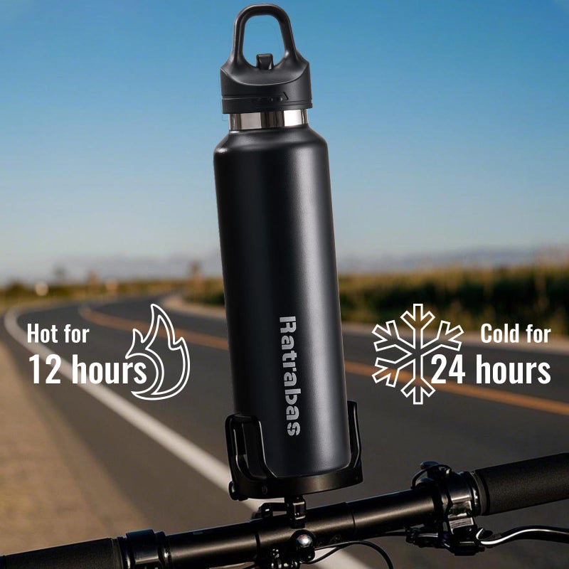 Ratrabas Insulated Water Bottle 21 OZ, Insulated Tumbler with One-Touch Open, Travel Water Bottle with Leak-Proof Design, Sports Water Bottle for Women & Men (Black) - Image 5