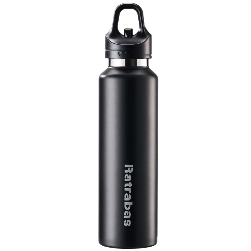 Ratrabas Insulated Water Bottle 21 OZ, Insulated Tumbler with One-Touch Open, Travel Water Bottle with Leak-Proof Design, Sports Water Bottle for Women & Men (Black) - Image 1