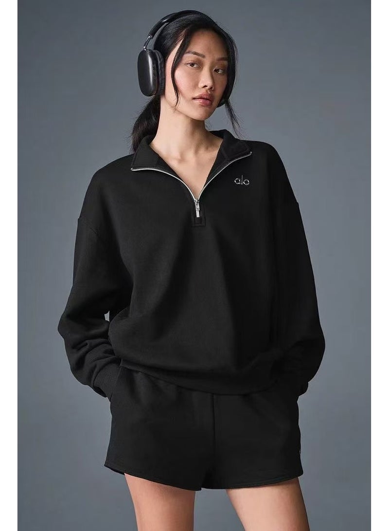 alo Unisex Solid-Color Minimalist Half-Zip Sweatshirt - Image 1