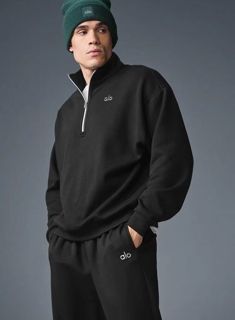 alo Unisex Solid-Color Minimalist Half-Zip Sweatshirt - Image 4