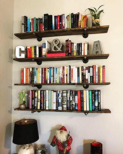 MY RUSTIC Industrial Black Iron Pipe Shelf Brackets 10 Inch Clothing Rack Set of 6,Heavy Duty Industrial Pipe Decor Floating Shelf Brackets,Garment Rack, Coated Finish.Hardware Included - Image 3