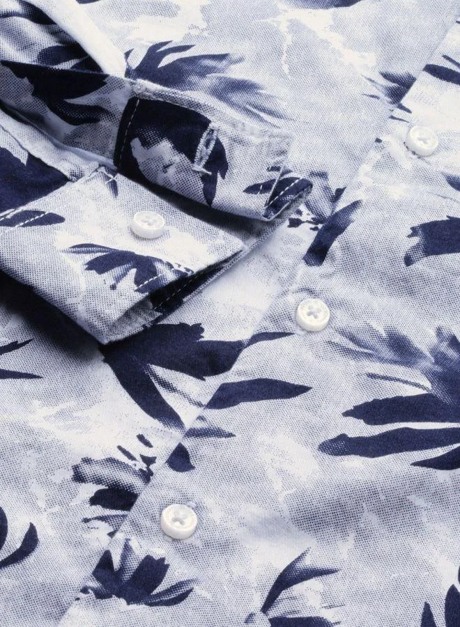The Indian Garage Co Men Slim Fit Abstract Printed Full Sleeves Cutaway Collar Casual Shirt