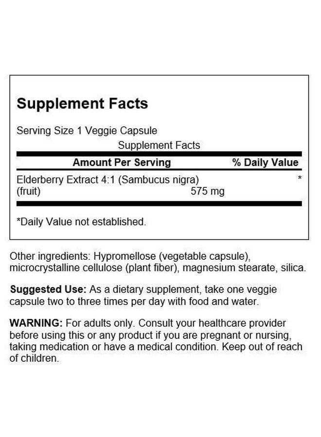 Swanson Sambucus Elderberry Extract 575 mg 120 Veg Caps - Image 2