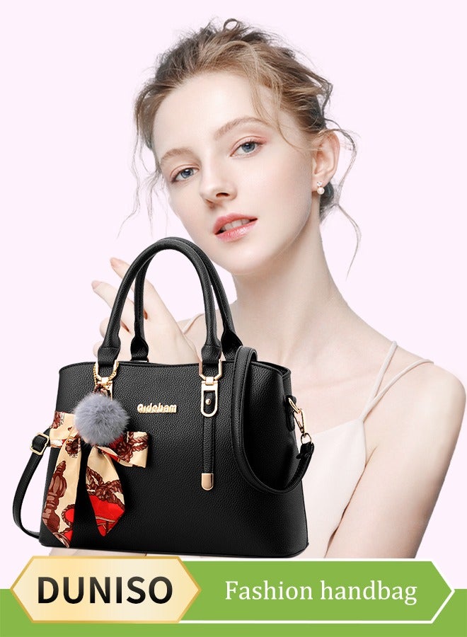 DUNISO Female Handbag Fashion Large Capacity Hight PU Leather Single Shoulder Bag Ladies Crossbody Bag with Detachable Strap For Daily/Business/Shopping(Black) - Image 1