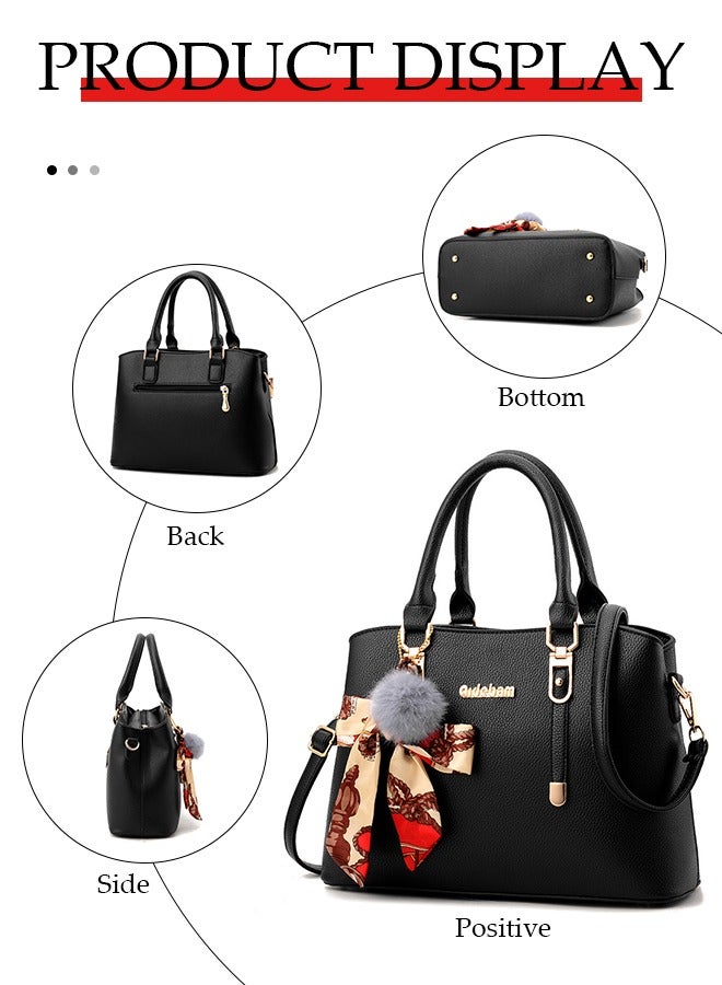 DUNISO Female Handbag Fashion Large Capacity Hight PU Leather Single Shoulder Bag Ladies Crossbody Bag with Detachable Strap For Daily/Business/Shopping(Black) - Image 3