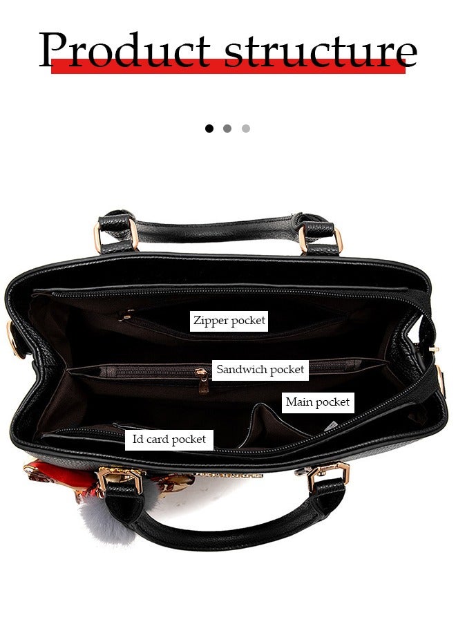 DUNISO Female Handbag Fashion Large Capacity Hight PU Leather Single Shoulder Bag Ladies Crossbody Bag with Detachable Strap For Daily/Business/Shopping(Black) - Image 2