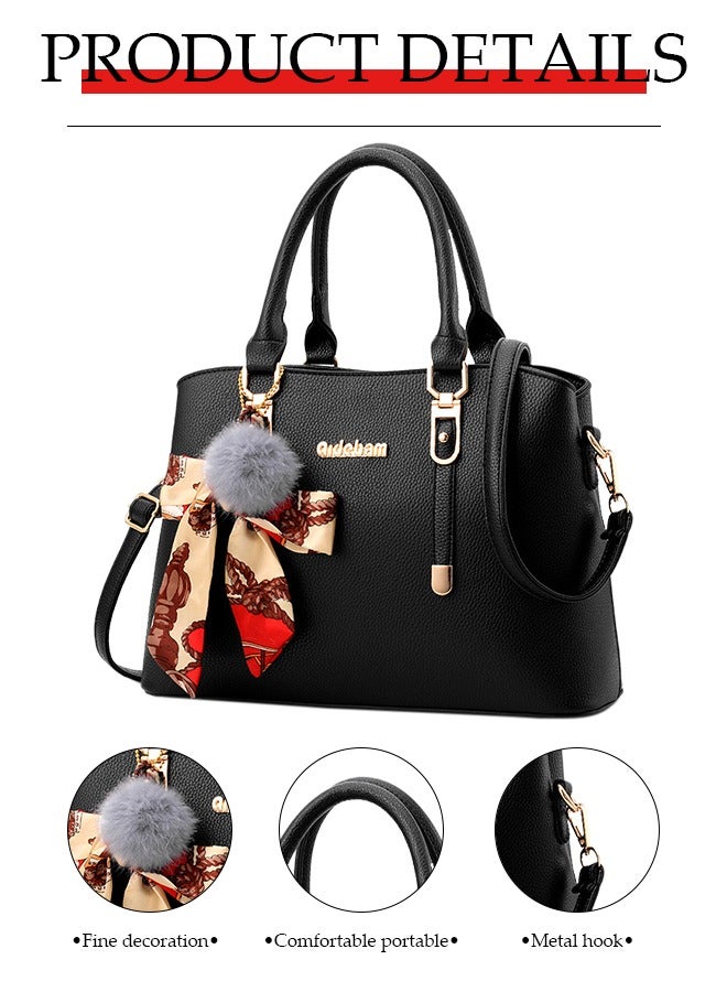 DUNISO Female Handbag Fashion Large Capacity Hight PU Leather Single Shoulder Bag Ladies Crossbody Bag with Detachable Strap For Daily/Business/Shopping(Black) - Image 4