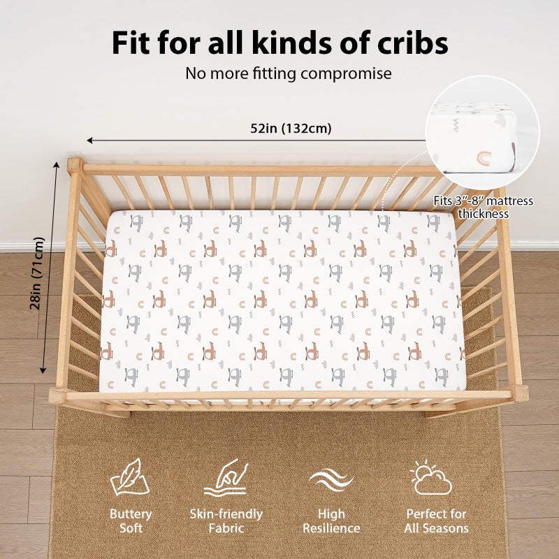 FIEMOL Baby Crib Sheets for Boys and Girls, 3 Pack Toddler Bed Sheets for 52â€x28â€ Standard Toddler Mattresses, Soft Microfiber Fitted Crib Sheets Neutral Grey Helicopter - Image 3