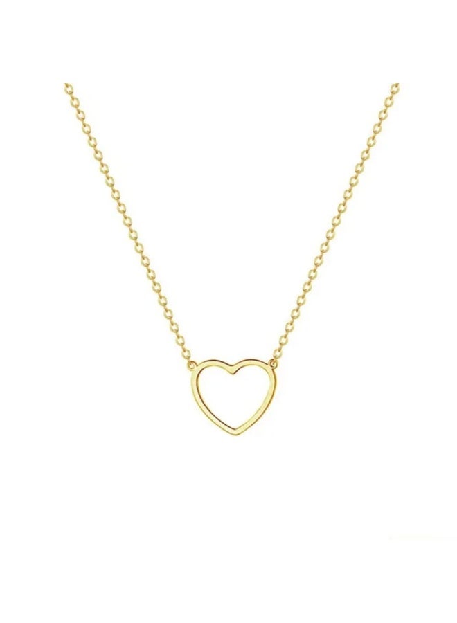 Luxuria SC Women's Hollow Gold Plated Necklace, 14K Gold Plated Hollow Women's Necklace, Best Seller, Classic Elegant Heart Design for Girls - Image 1