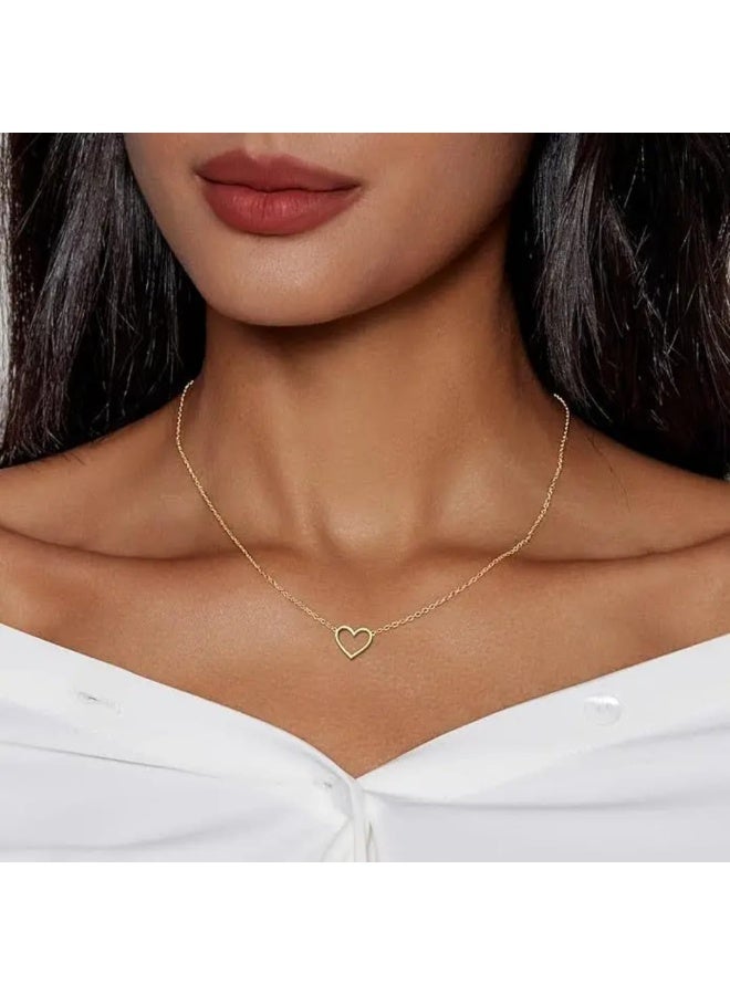 Luxuria SC Women's Hollow Gold Plated Necklace, 14K Gold Plated Hollow Women's Necklace, Best Seller, Classic Elegant Heart Design for Girls - Image 2