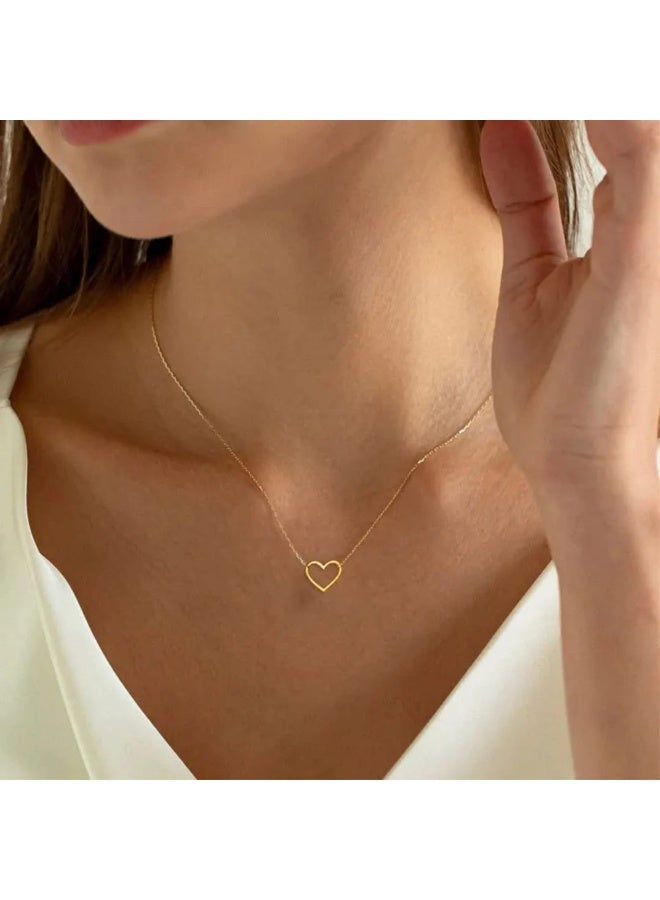 Luxuria SC Women's Hollow Gold Plated Necklace, 14K Gold Plated Hollow Women's Necklace, Best Seller, Classic Elegant Heart Design for Girls - Image 3