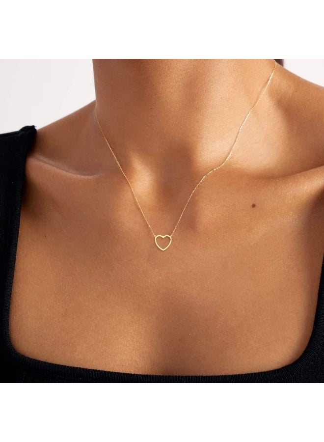 Luxuria SC Women's Hollow Gold Plated Necklace, 14K Gold Plated Hollow Women's Necklace, Best Seller, Classic Elegant Heart Design for Girls - Image 4