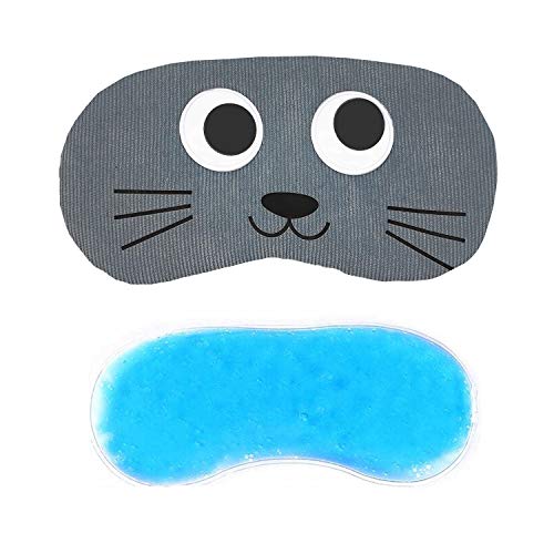 Jenna Gel Sleeping Eye Shade Mask Cover For Insomnia, Meditation, Puffy Eyes And Dark Circles (Eyes_Cat_Grey_Gel) - Image 1