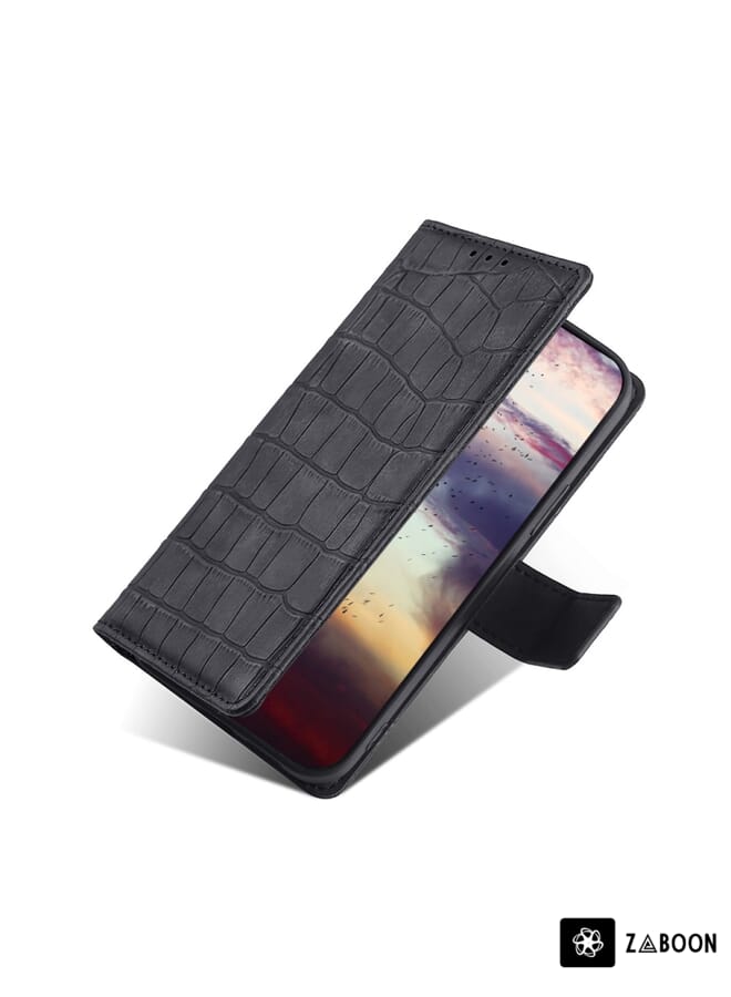 Zaboon Protective Case For Samsung Galaxy S10 5G Skin Feel Crocodile Texture Magnetic Clasp Horizontal Flip PU Leather Case with Holder & Card Slots & Wallet - Image 4