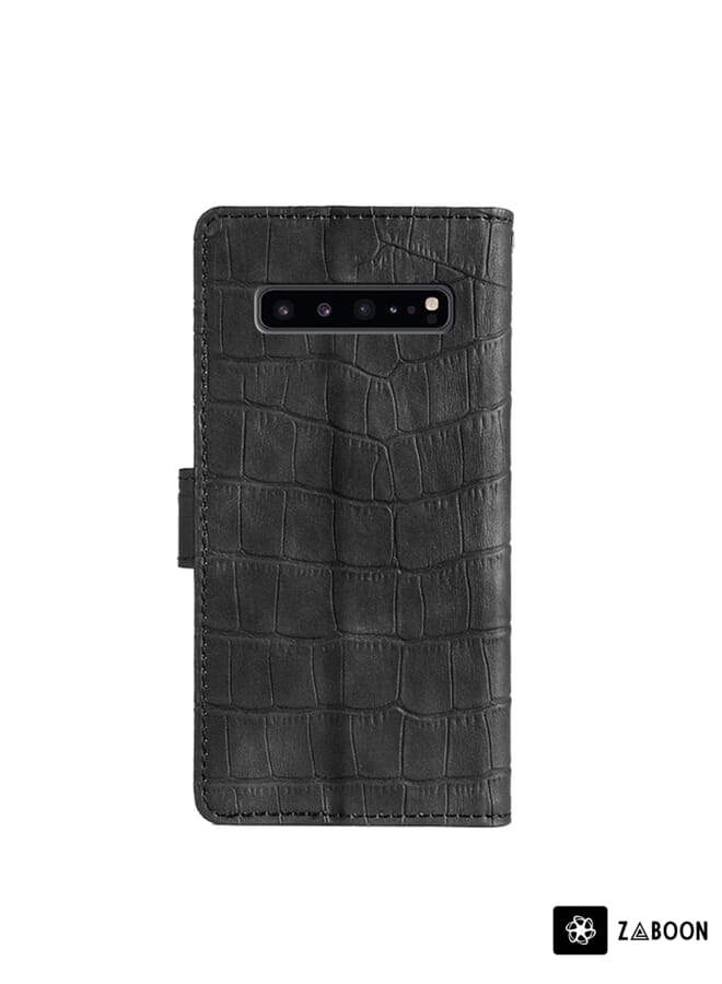 Zaboon Protective Case For Samsung Galaxy S10 5G Skin Feel Crocodile Texture Magnetic Clasp Horizontal Flip PU Leather Case with Holder & Card Slots & Wallet - Image 3
