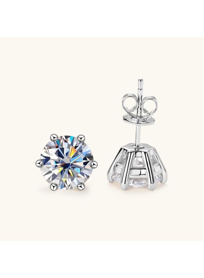 Special For D-color Six-claw Mosan Diamond Earrings Women's Explosions Design High-end Sense 925 Pure White Fungus Jewelry