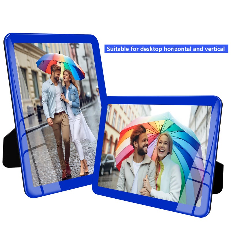 Bluesun 5x7 Picture Frame Blue  Picture Frames Glass  Hanging Picture Frame  Matted for Wall and Tabletop Decor (5x7  Blue) - Image 2