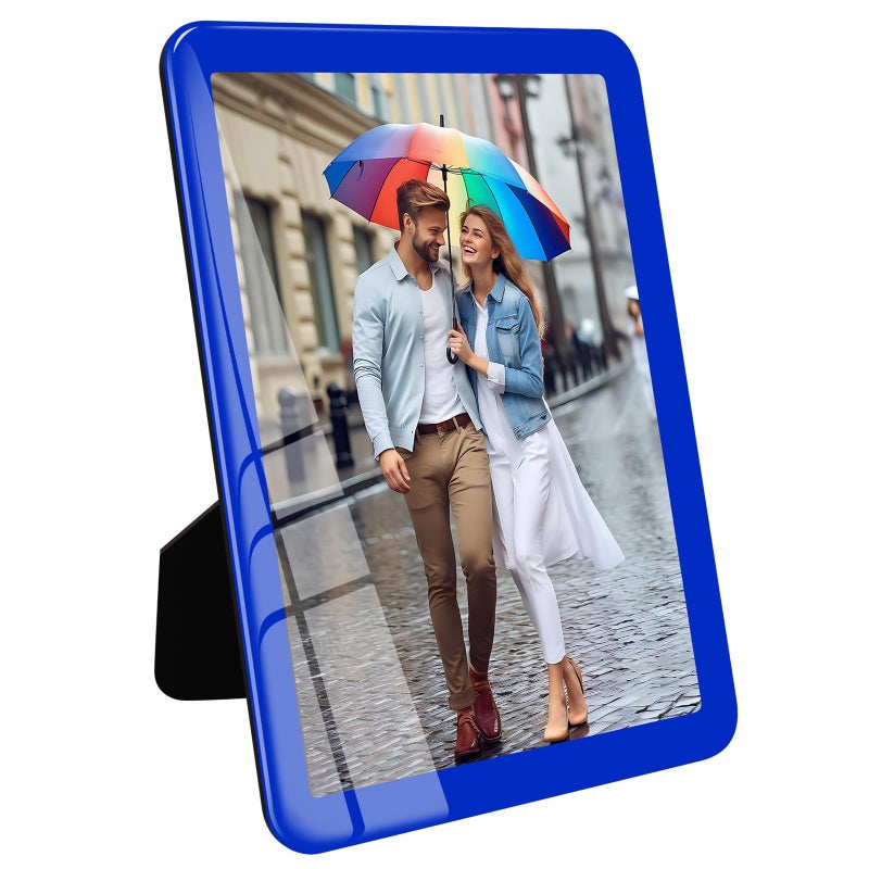 Bluesun 5x7 Picture Frame Blue  Picture Frames Glass  Hanging Picture Frame  Matted for Wall and Tabletop Decor (5x7  Blue) - Image 1