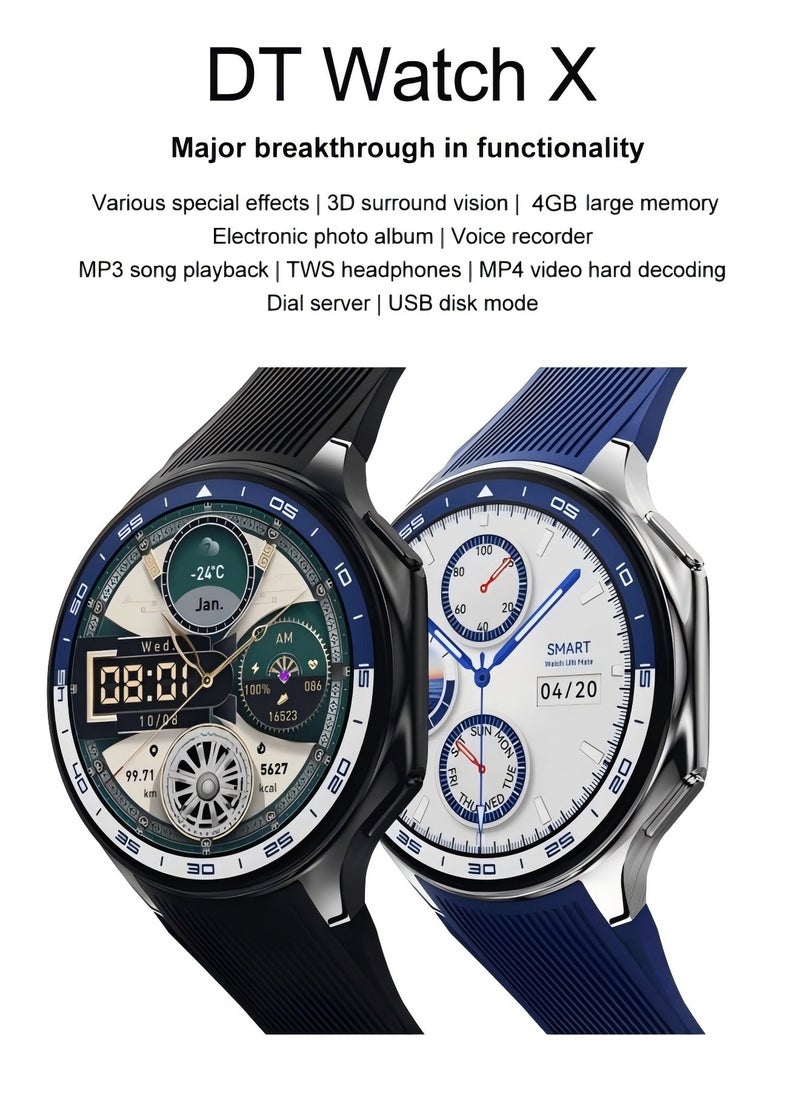 DT - DT Watch X Smart Watch Bluetooth Call AMOLED Round Screen 3D Surround Vision GPS Track Sports Smart Watch - Image 1