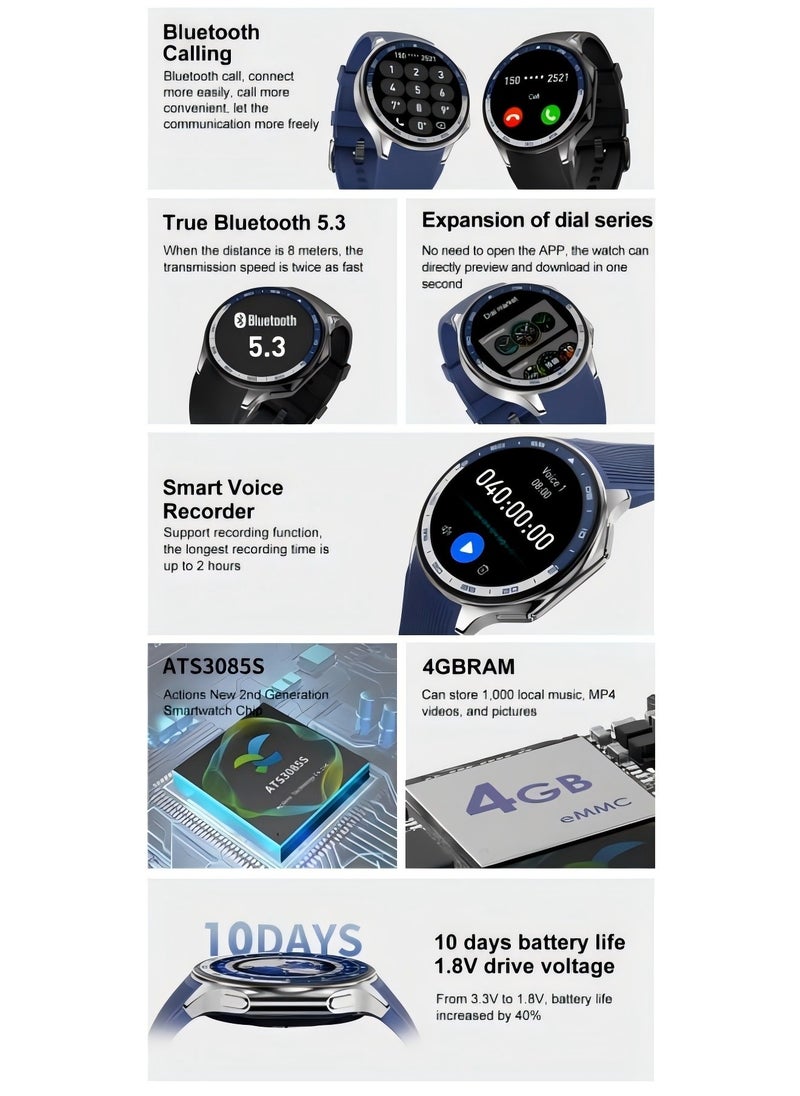 DT - DT Watch X Smart Watch Bluetooth Call AMOLED Round Screen 3D Surround Vision GPS Track Sports Smart Watch - Image 1