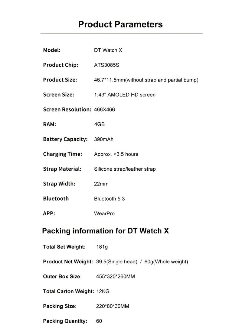 DT - DT Watch X Smart Watch Bluetooth Call AMOLED Round Screen 3D Surround Vision GPS Track Sports Smart Watch - Image 1