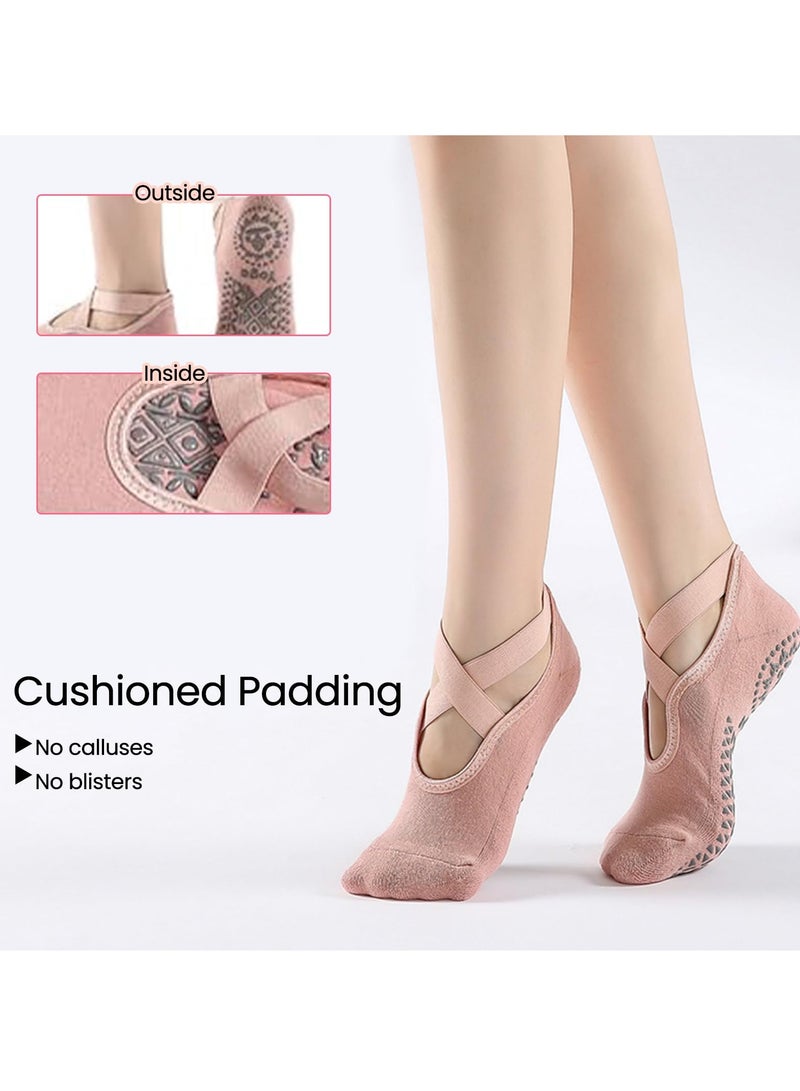 Yakiter 3 Pairs Yoga Socks，Non-Slip Cotton Socks for Pilates Pure Barre Ballet Dance Socks Barefoot Workout Socks（Pink，Black，Grey） - Image 2