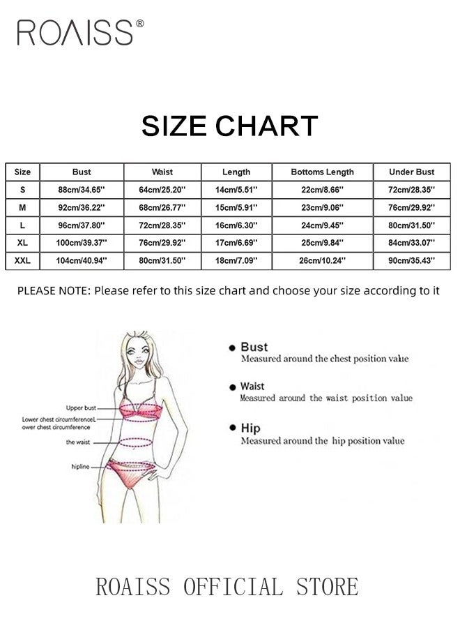roaiss 3Pcs Mesh Underwear Set for Women Summer Maid Tight Waist Lingerie Suit Ladies Adjustible Wide Shoulder Straps Hollow Includes Garters  - Image 2