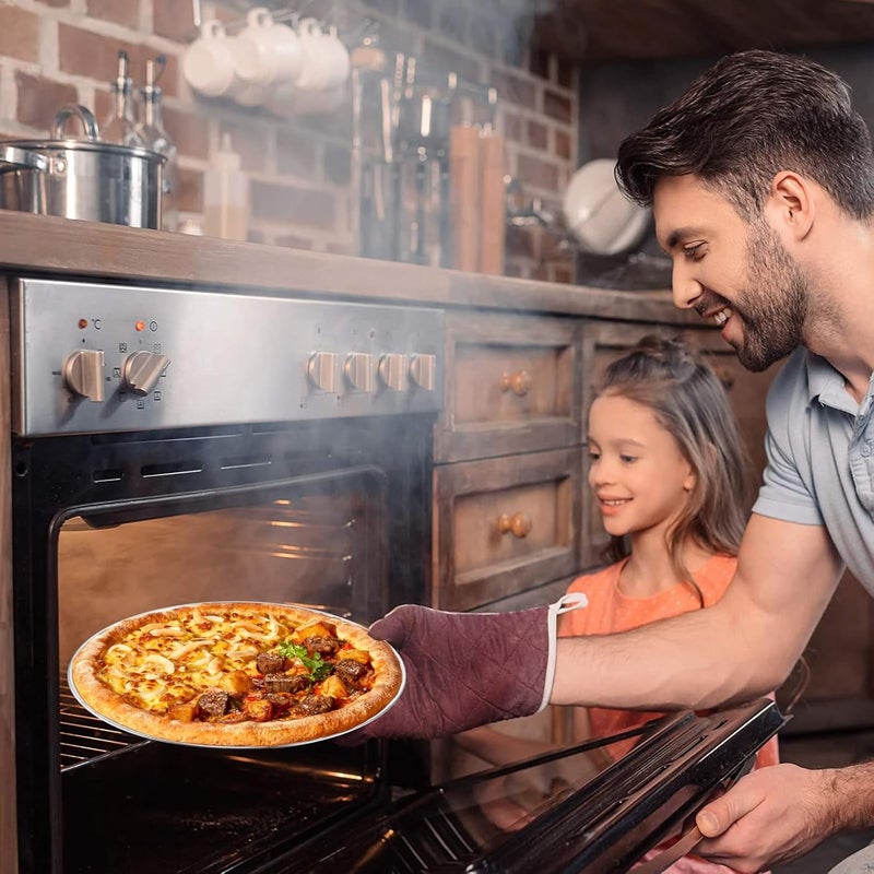 LOPYXBR Pizza Tray, Set of 5, 30 cm Round Stainless Steel Pizza Mould, Pizza Tray Round, Pizza Pan Stainless Steel Pizza Baking Tray for Oven, Baking, Serving, Roasting, Dishwasher Safe - Image 5