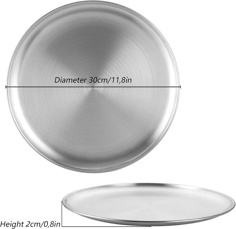 LOPYXBR Pizza Tray, Set of 5, 30 cm Round Stainless Steel Pizza Mould, Pizza Tray Round, Pizza Pan Stainless Steel Pizza Baking Tray for Oven, Baking, Serving, Roasting, Dishwasher Safe - Image 2
