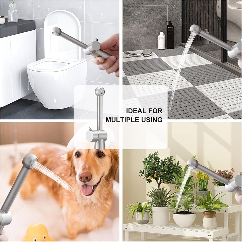 BWE Handheld Bidet Sprayer, Adjustable Water Pressure Toilet Attachment, All Brass Cloth Diaper Jet Sprayer, with Bidet Hose for Feminine or Baby Wash, Brushed Nickel - Image 2