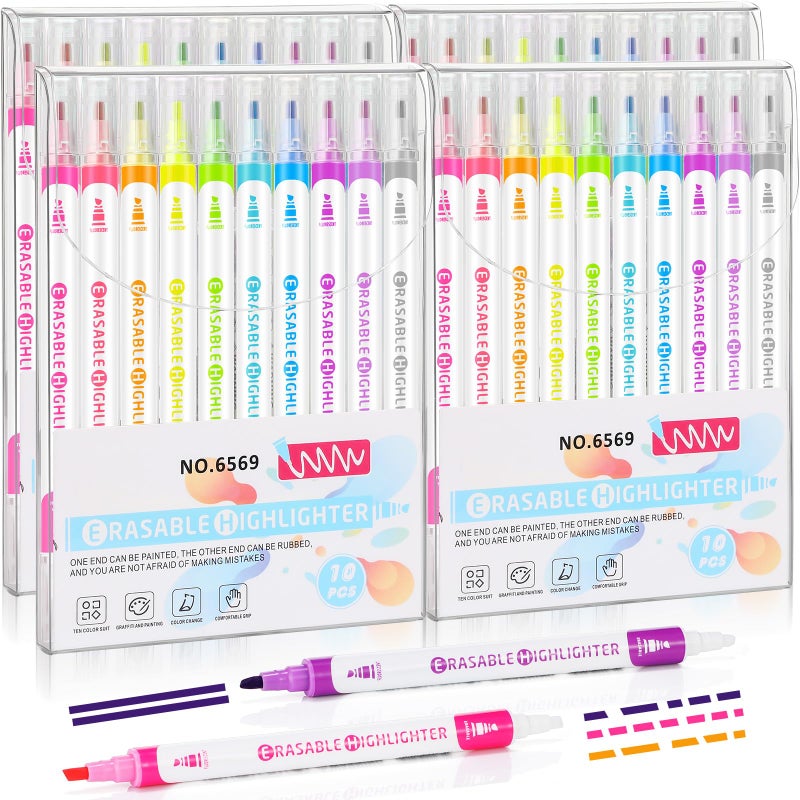 Zhehao 40 Pcs Erasable Highlighters, Smooth Writing Double Head Highlighter for School Office Back to School Supplies Occ Shoebox Gifts - Image 1