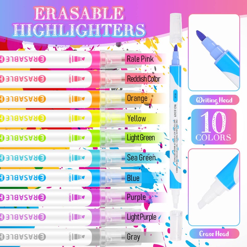Zhehao 40 Pcs Erasable Highlighters, Smooth Writing Double Head Highlighter for School Office Back to School Supplies Occ Shoebox Gifts - Image 3