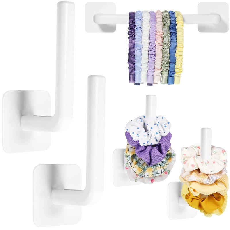 Cunhill Cunhill Adhesive Scrunchie Holder Organizer Wall Hair Accessories Organizer Wall Hooks Waterproof Scrunchy Storage Stick Scrunchies Hook Headband Hairband Hair Ties Holder White Simple Style 
