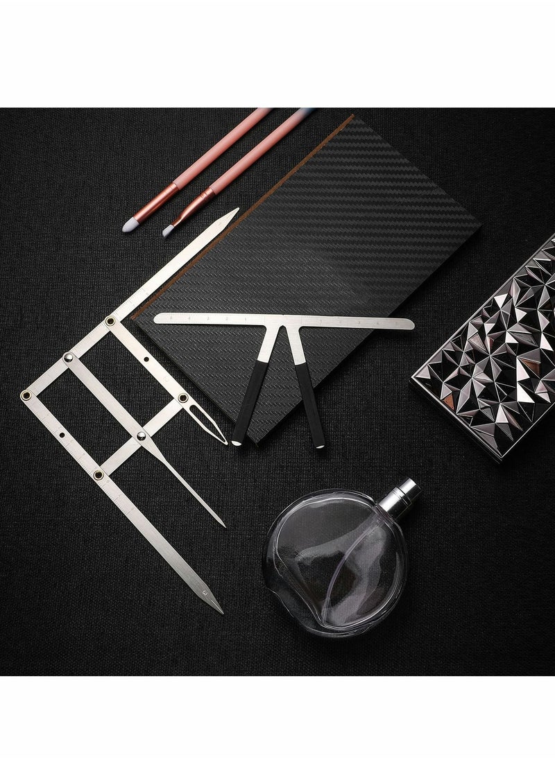 Eyebrow Ruler, 2 PCS 3Point Positioning Ruler Golden Ratio Caliper Microblading Brow Measuring Tool Plastic for Student (Silver)