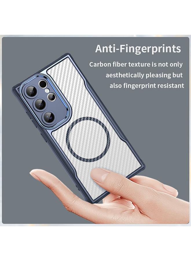 erorex Case For Samsung Galaxy S25 Ultra 5G Carbon Fiber Texture MagSafe Translucent Phone Case - Image 3