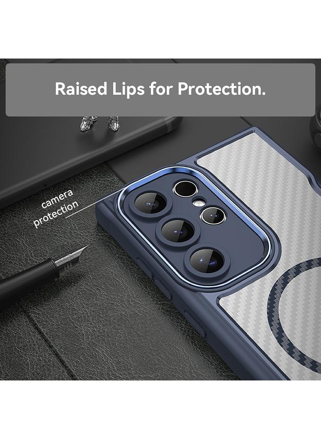 erorex Case For Samsung Galaxy S25 Ultra 5G Carbon Fiber Texture MagSafe Translucent Phone Case - Image 4