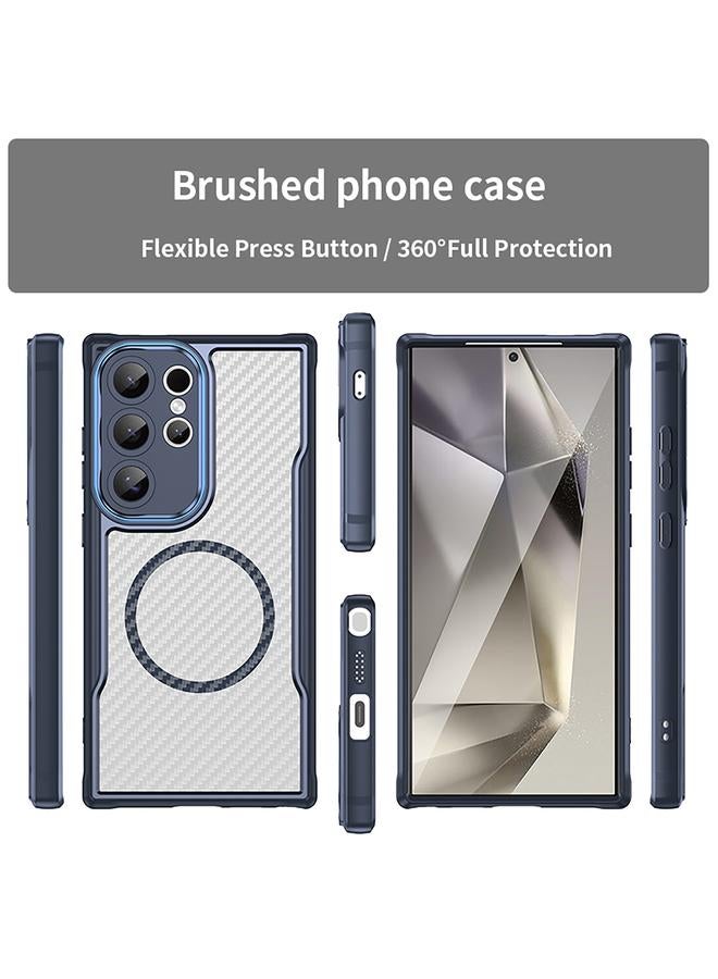 erorex Case For Samsung Galaxy S25 Ultra 5G Carbon Fiber Texture MagSafe Translucent Phone Case - Image 2