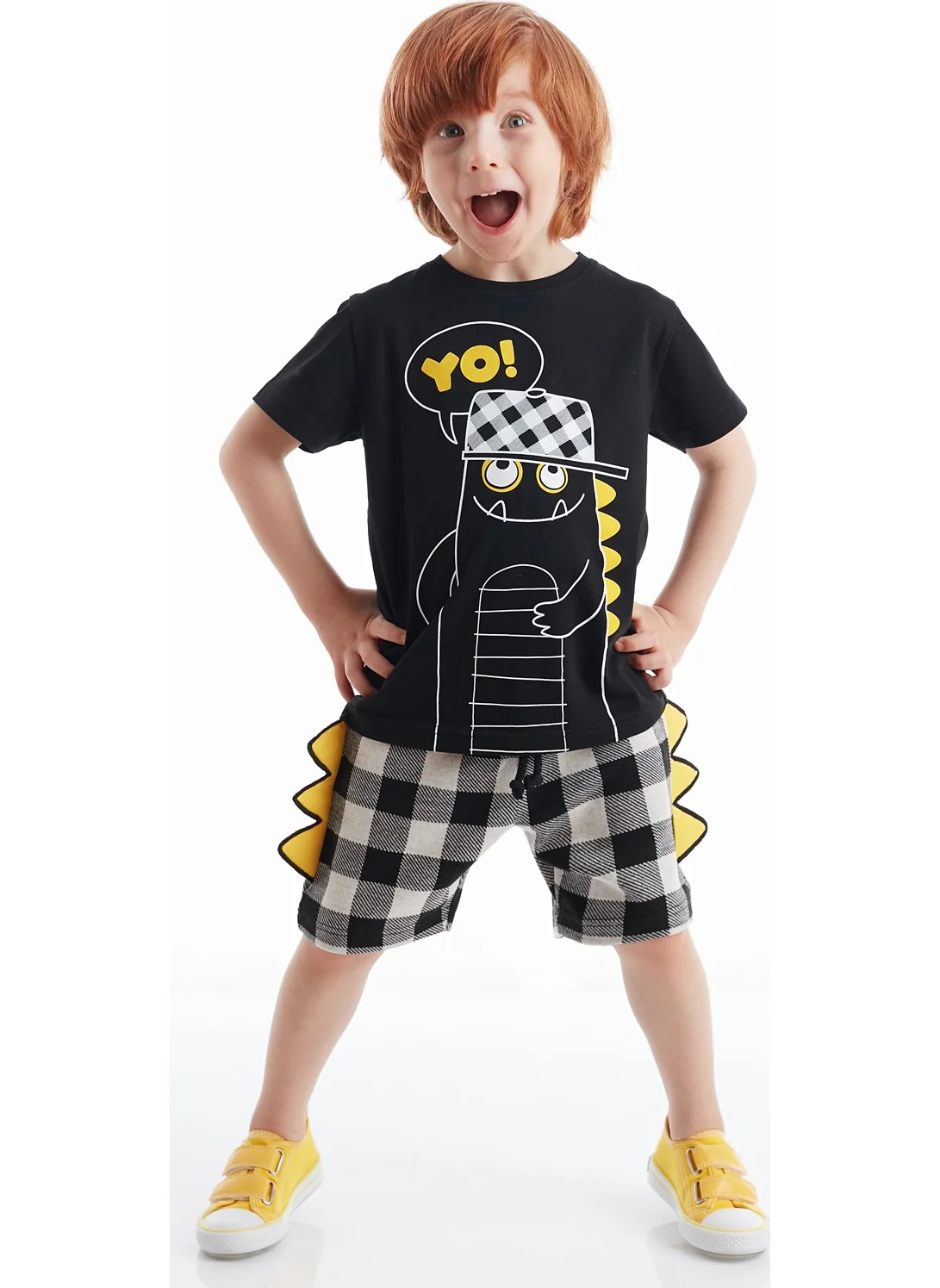 Denokids Yo Dino Boy Shorts Set