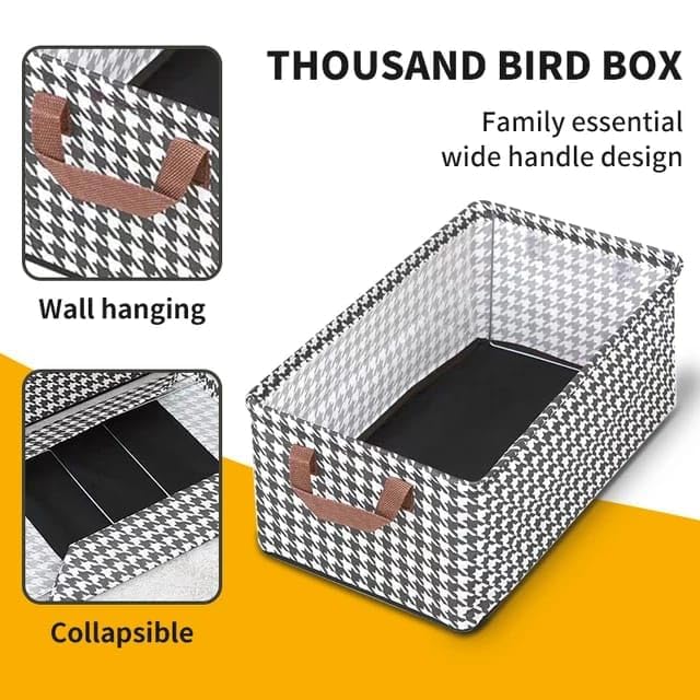 Jukkre Jukkre Durable Linen Closet Organizers and Foldable Storage Baskets Rectangle Storage Boxes for Pants Shirt Sweaters Bra Panty Socks Houndstooth Pack of 1 - Image 2