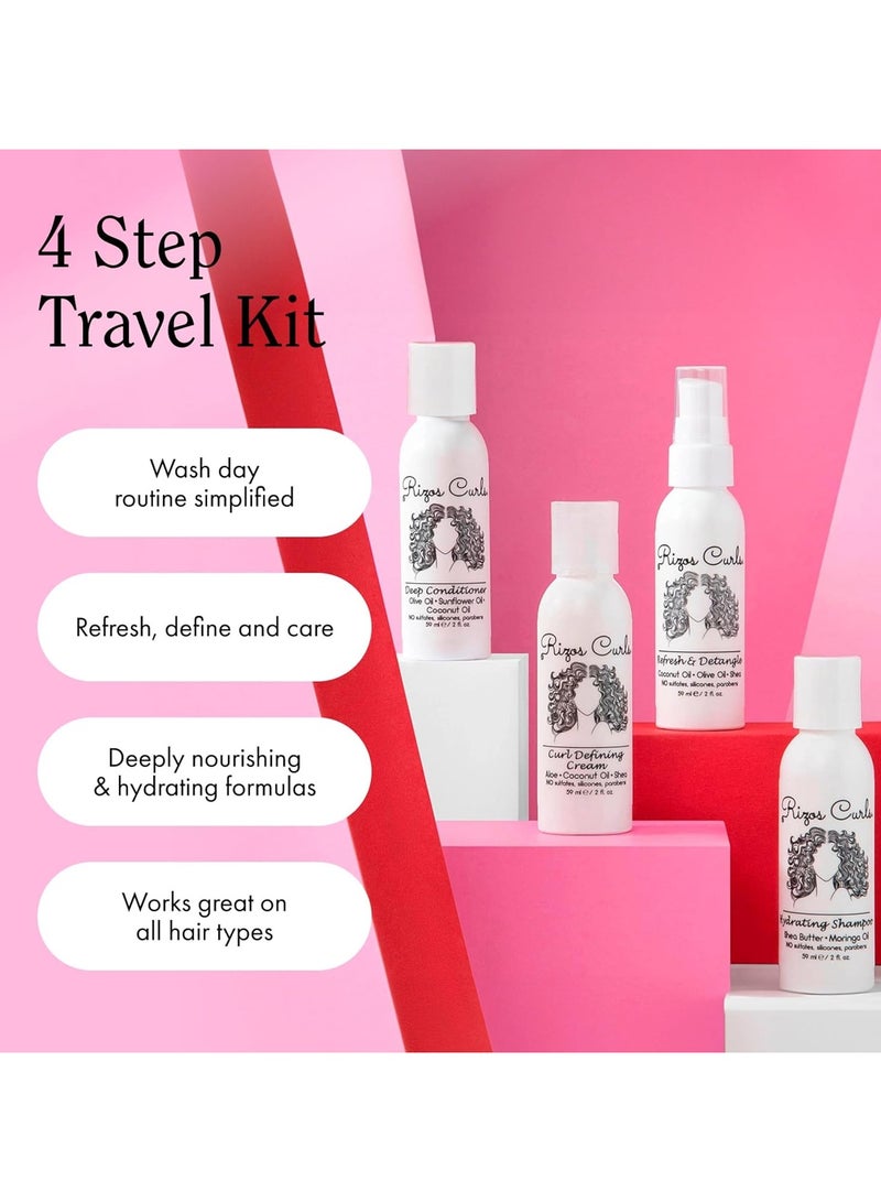 Rizos Curls 4-Step Travel Kit for Curly Hair: Curl Defining Cream, Shampoo, Conditioner, Refresh & Detangle (2 fl oz each)  - Image 4