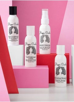 Rizos Curls مجموعة سفر مكونة من 4 خطوات للشعر المجعد: كريم تحديد التجعد، شامبو، بلسم، منعش ومزيل التشابك (2 أونصة سائلة لكل منها)  - Image 2