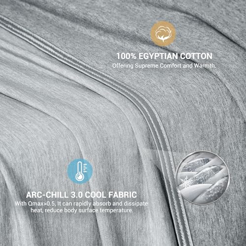 Elegear بطانية إلكيير الثورية للتبريد بحجم كوين تمتص الحرارة للحفاظ على برودة الجسم أثناء التعرق الليلي، أرك-تشيل 3.0 ألياف باردة Q-Max>0.5 للنائمين الساخنين، بطانيات باردة خفيفة الوزن للصيف للنوم 79“ x 86” - Image 3