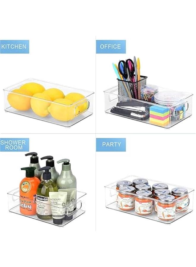 هوكور Set Of 6 Refrigerator Organizer Bins - Stackable Fridge Organizers with Cutout Handles for Freezer, Kitchen, Countertops, Cabinets - Clear Plastic Pantry Food Storage Rack - Image 5