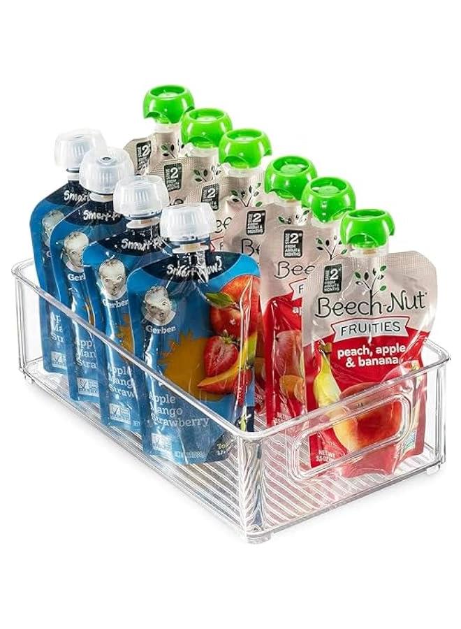 هوكور Set Of 6 Refrigerator Organizer Bins - Stackable Fridge Organizers with Cutout Handles for Freezer, Kitchen, Countertops, Cabinets - Clear Plastic Pantry Food Storage Rack - Image 2