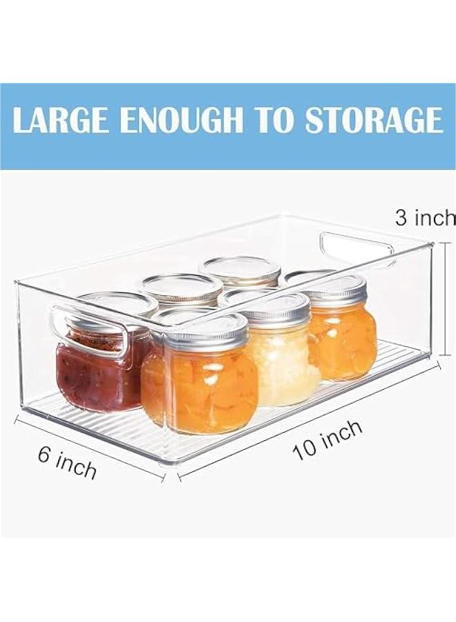 هوكور Set Of 6 Refrigerator Organizer Bins - Stackable Fridge Organizers with Cutout Handles for Freezer, Kitchen, Countertops, Cabinets - Clear Plastic Pantry Food Storage Rack - Image 3