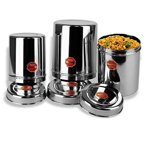 Sumeet Stainless Steel Vertical Canisters/Ubha Dabba/Storage Containers Set of 8Pcs (350ML, 500ML, 700ML, 900ML, 1.25Ltr, 1.6Ltr, 2.2Ltr, 2.9Ltr), Silver - Image 2