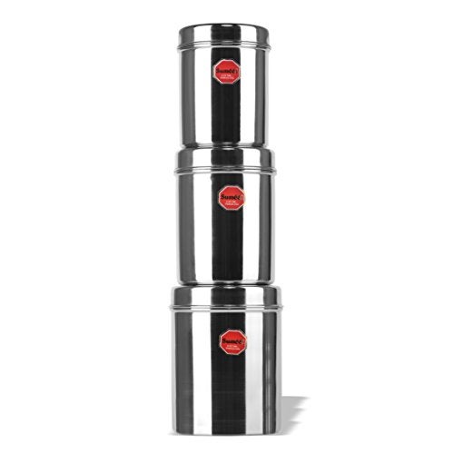 Sumeet Stainless Steel Vertical Canisters/Ubha Dabba/Storage Containers Set of 8Pcs (350ML, 500ML, 700ML, 900ML, 1.25Ltr, 1.6Ltr, 2.2Ltr, 2.9Ltr), Silver - Image 1