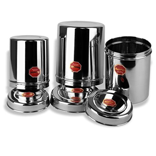 Sumeet Stainless Steel Vertical Canisters/Ubha Dabba/Storage Containers Set of 8Pcs (350ML, 500ML, 700ML, 900ML, 1.25Ltr, 1.6Ltr, 2.2Ltr, 2.9Ltr), Silver - Image 5